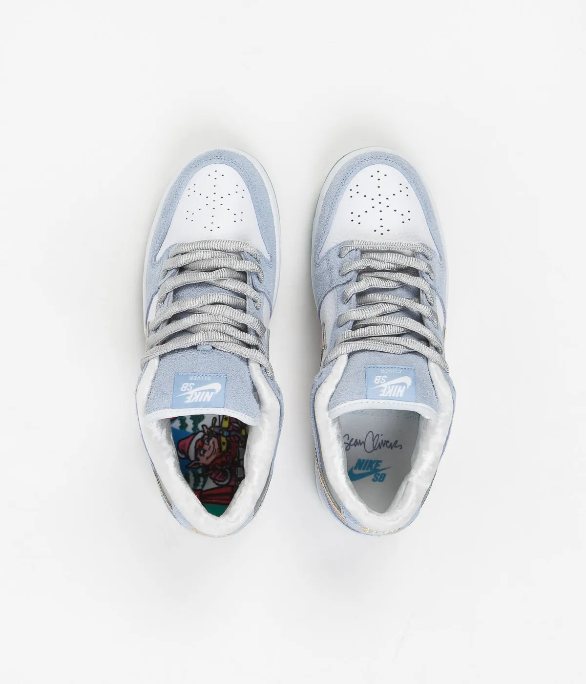Nike SB x Sean Cliver Dunk Low Shoes - Psychic Blue / Metallic Gold - White