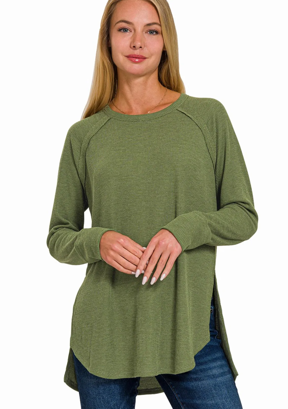 Olive Waffle Long Sleeve