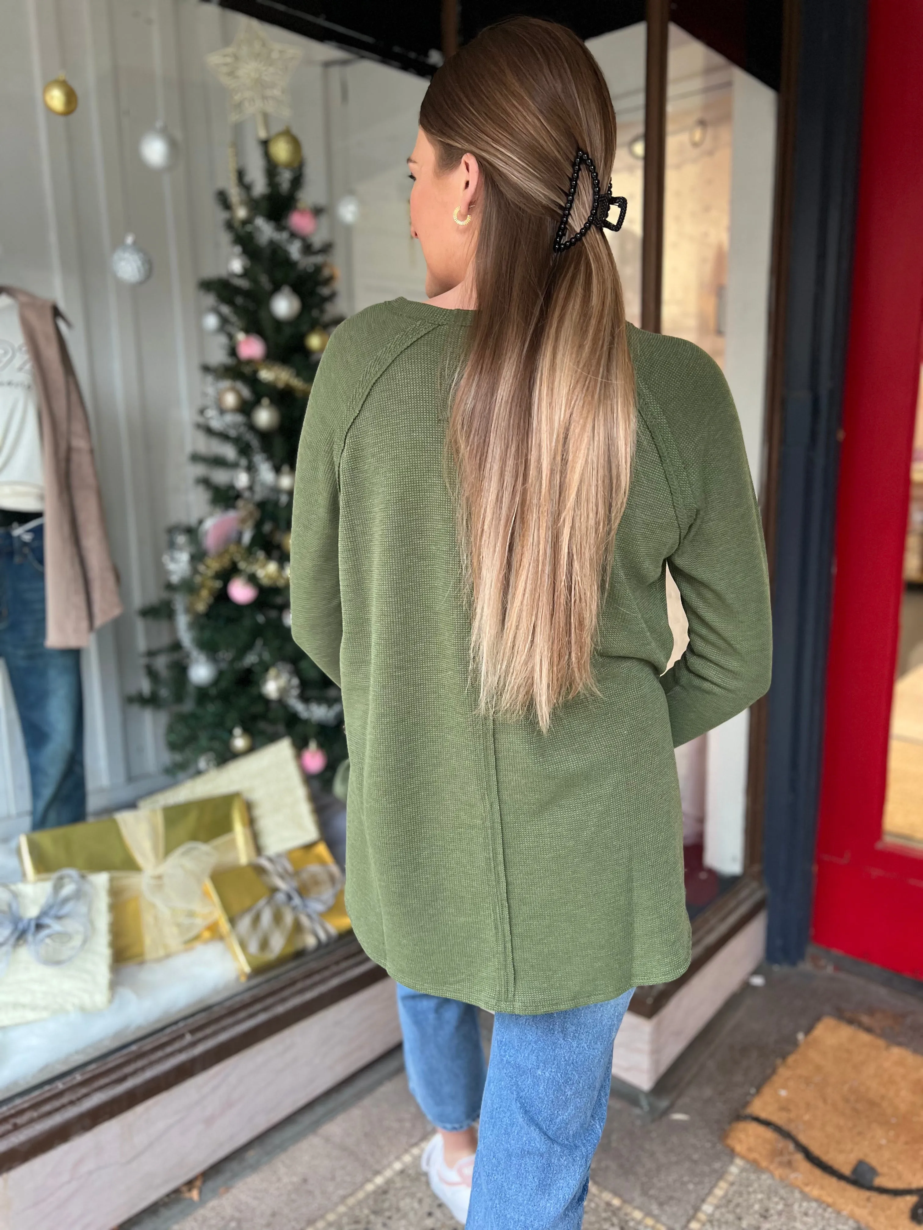 Olive Waffle Long Sleeve