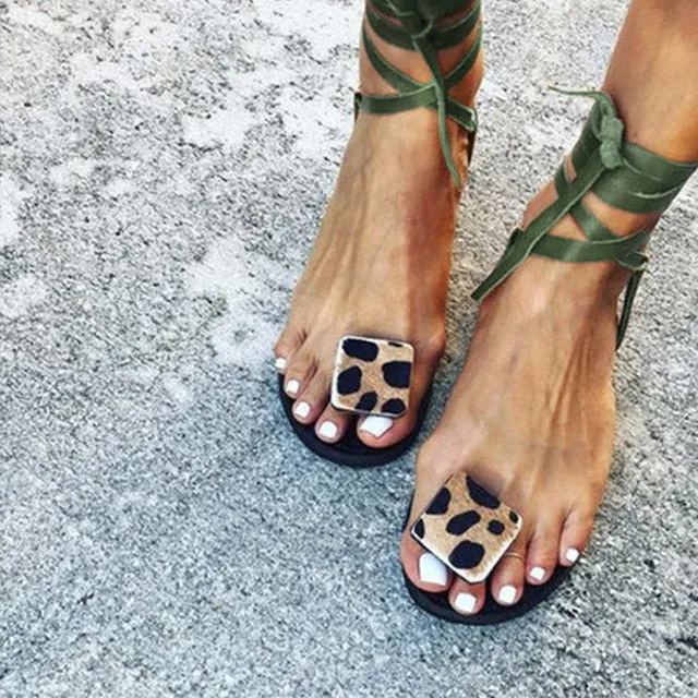 "Morra" Sandals Strappy Wrap Flat Sandals