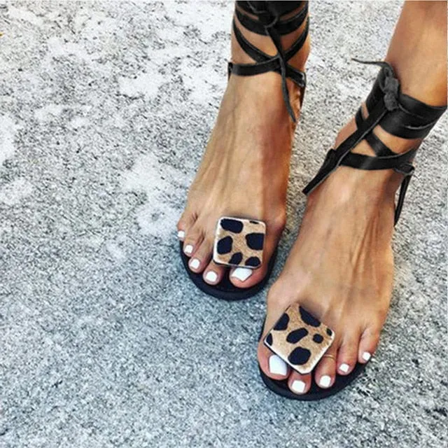 "Morra" Sandals Strappy Wrap Flat Sandals