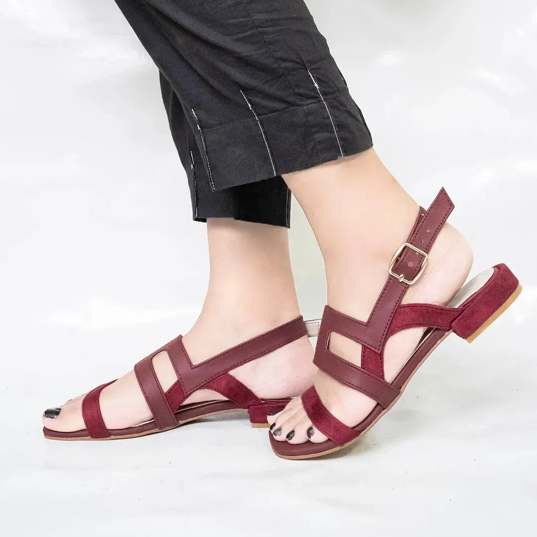 Red Naurax Flat Sandals