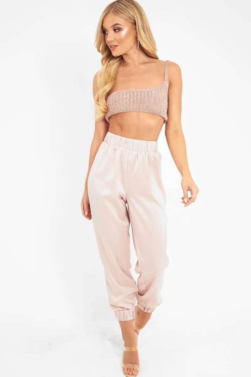 Rose Shiny Woven Cargo Trousers - Atley