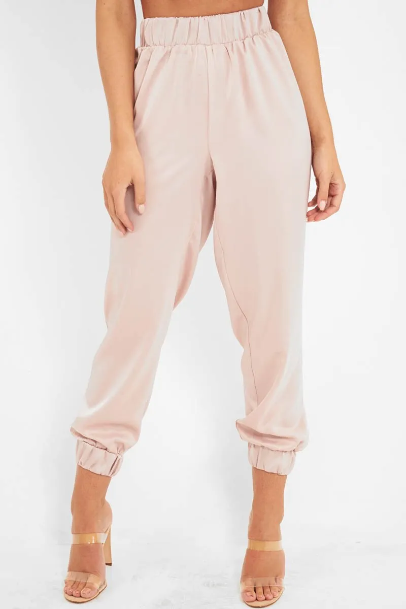 Rose Shiny Woven Cargo Trousers - Atley