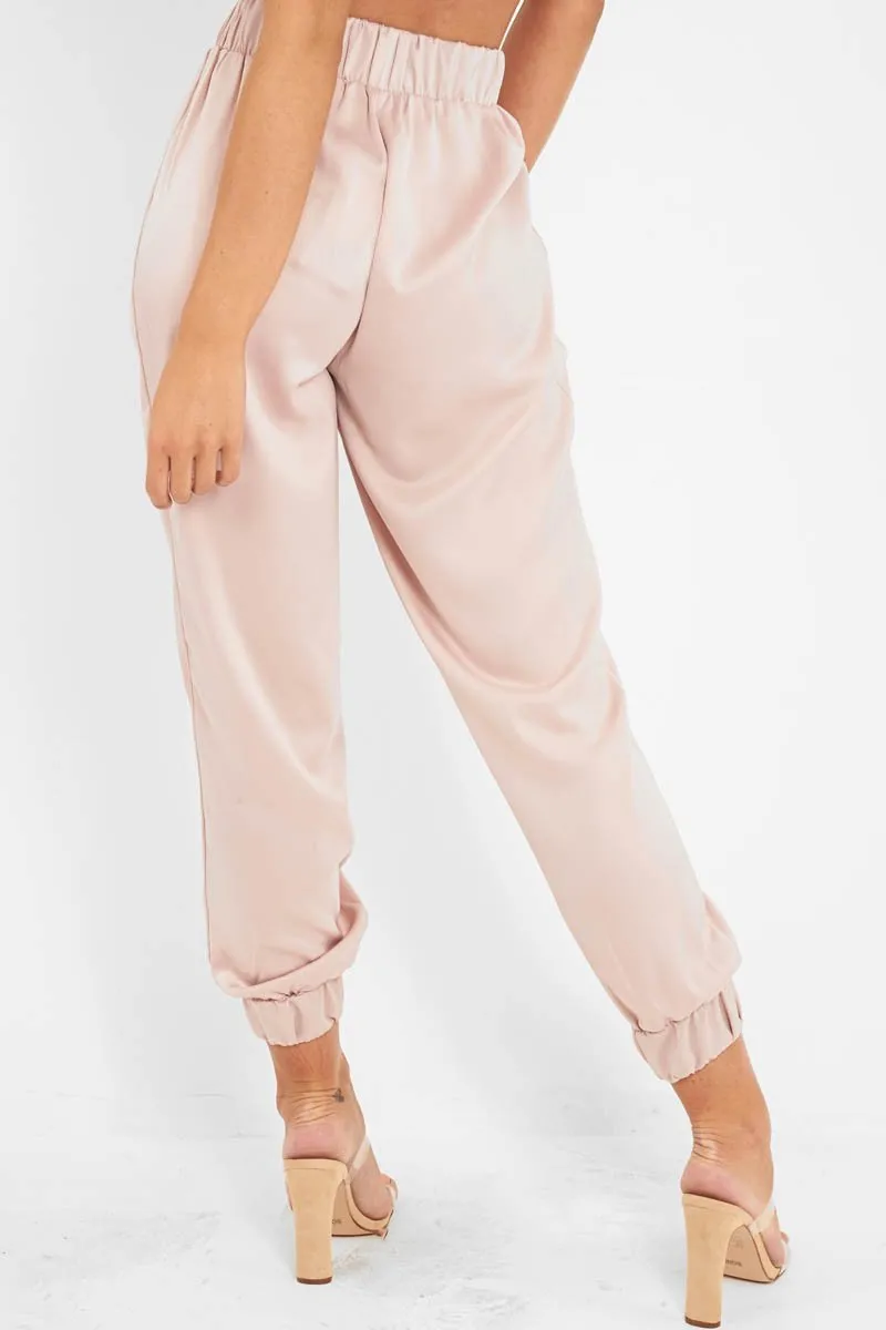 Rose Shiny Woven Cargo Trousers - Atley