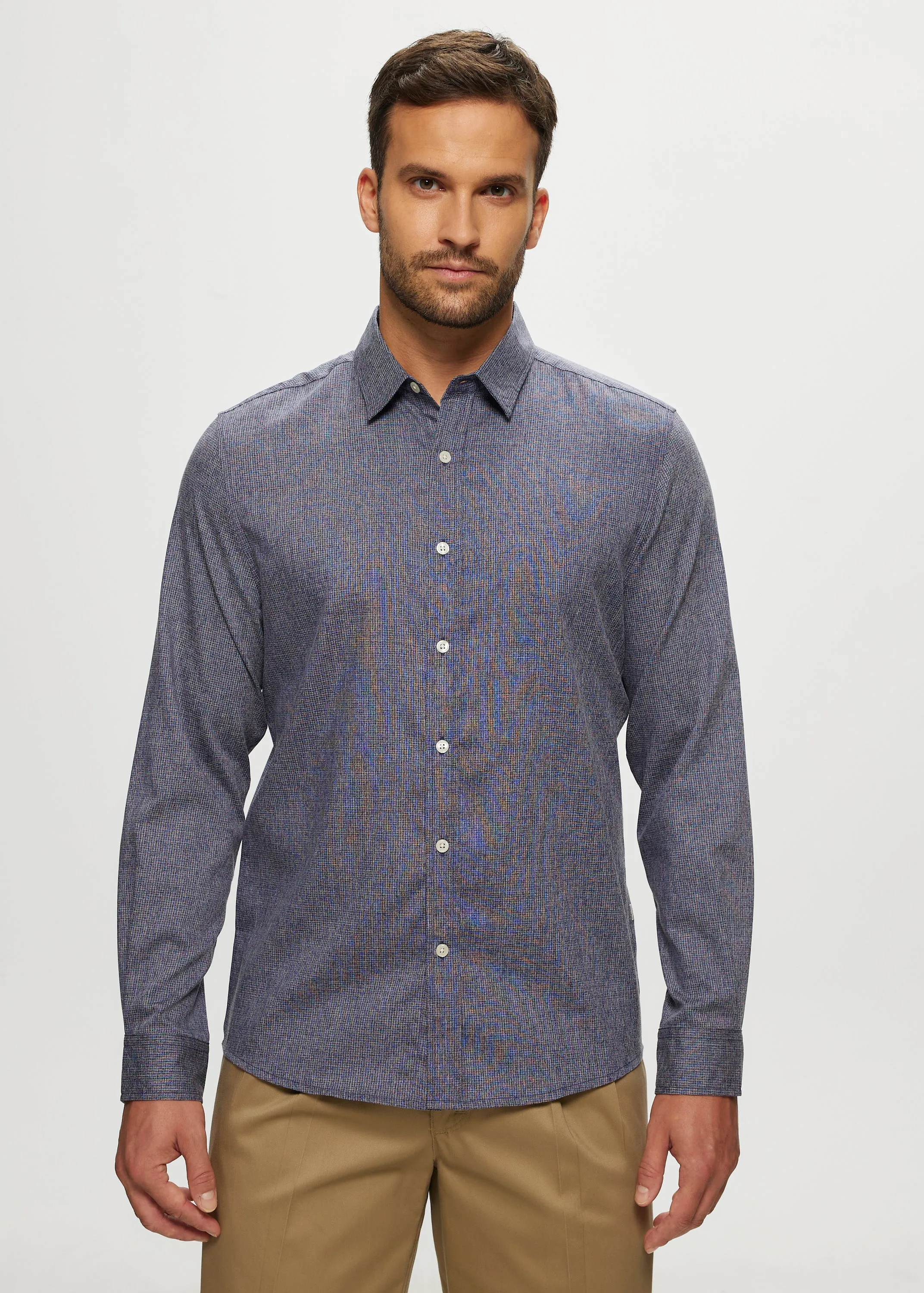 Ryan Crosshatch Stretch Shirt in Indigo