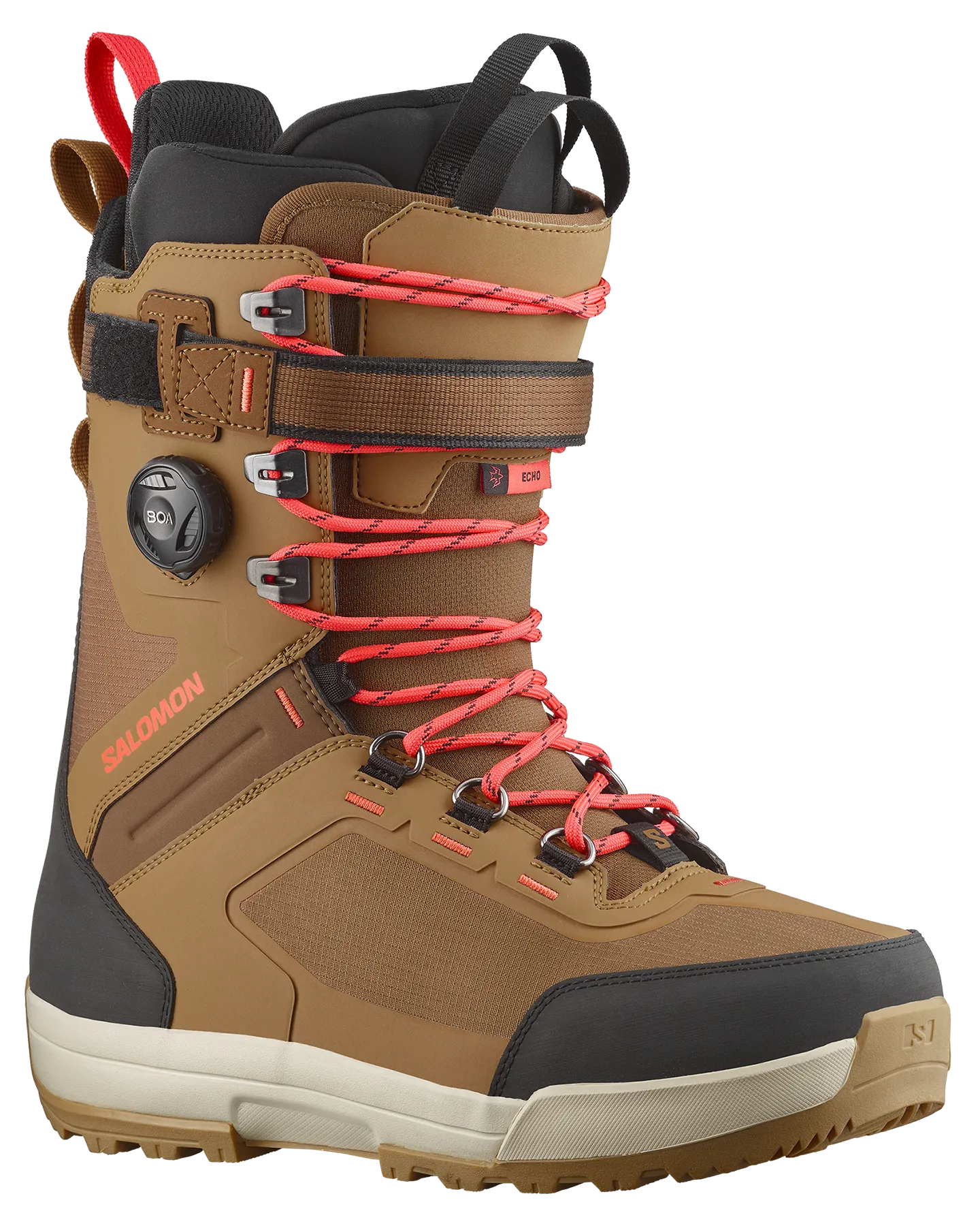 Salomon Echo Lace Sj Boa Snowboard Boots - Tobacco Brown / Black / Hot Coral