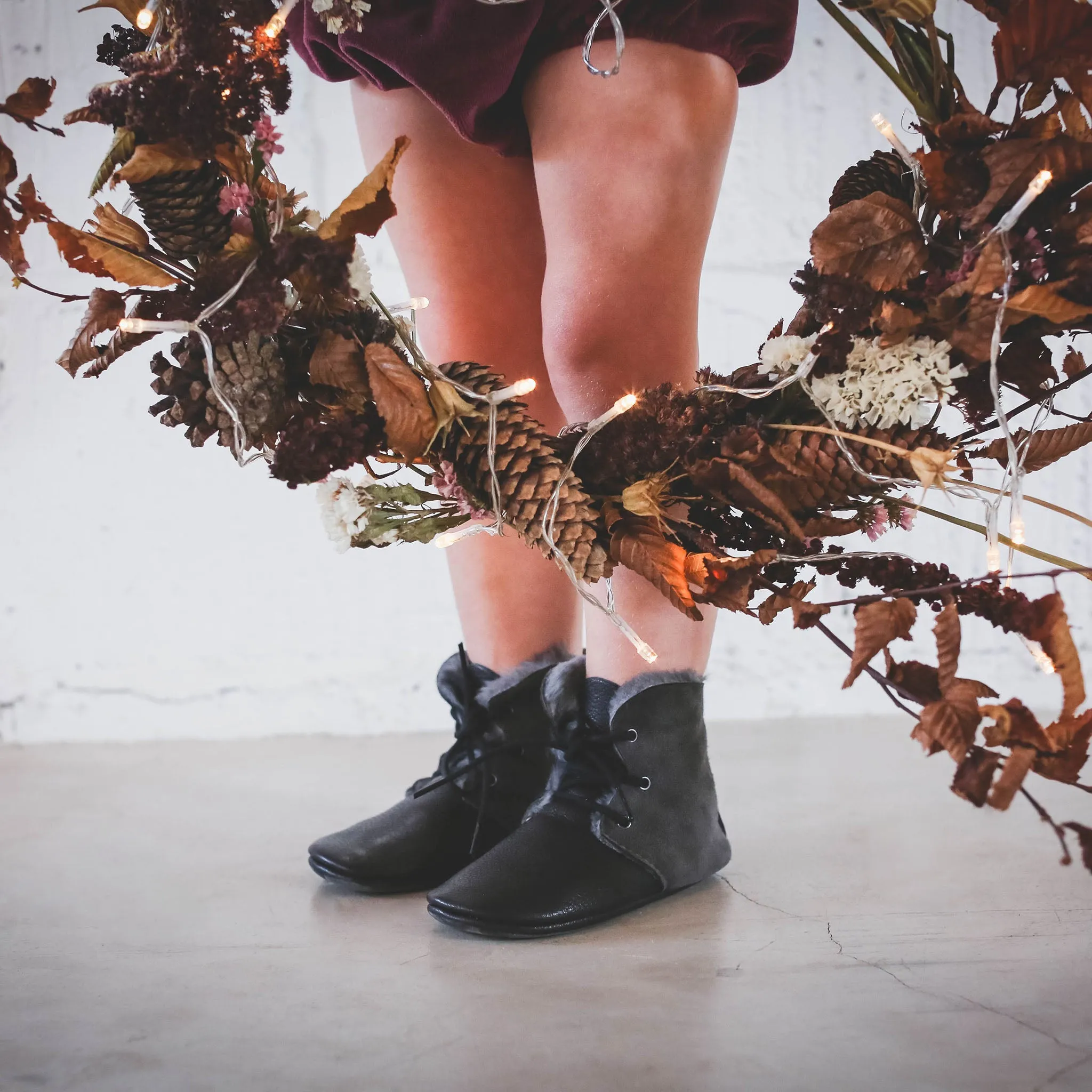 SLATE/BLACK SHEEPSKIN HIGH TOPS