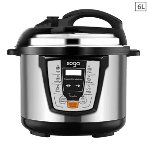 SOGA Electric Stainless Steel Pressure Cooker 6L 1600W Multicooker 16