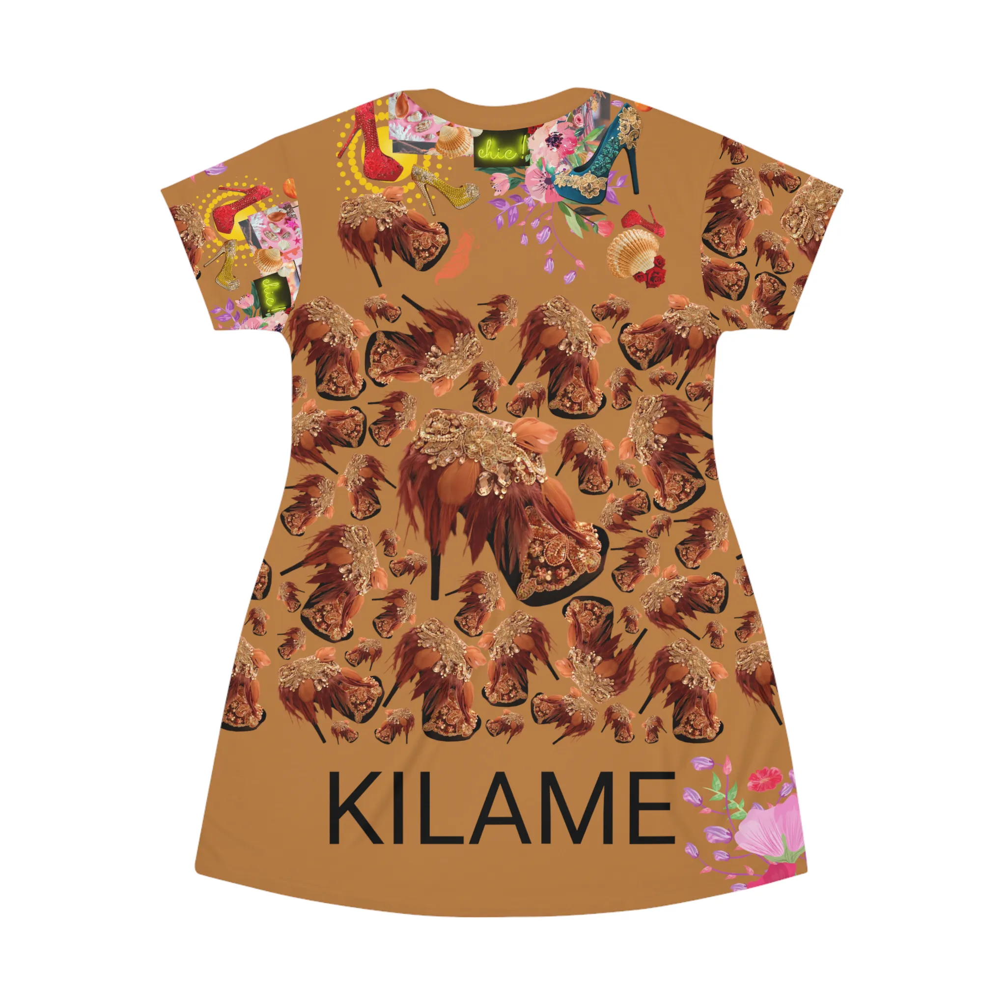 T-Shirt Dress Reos 'Feathers boots'