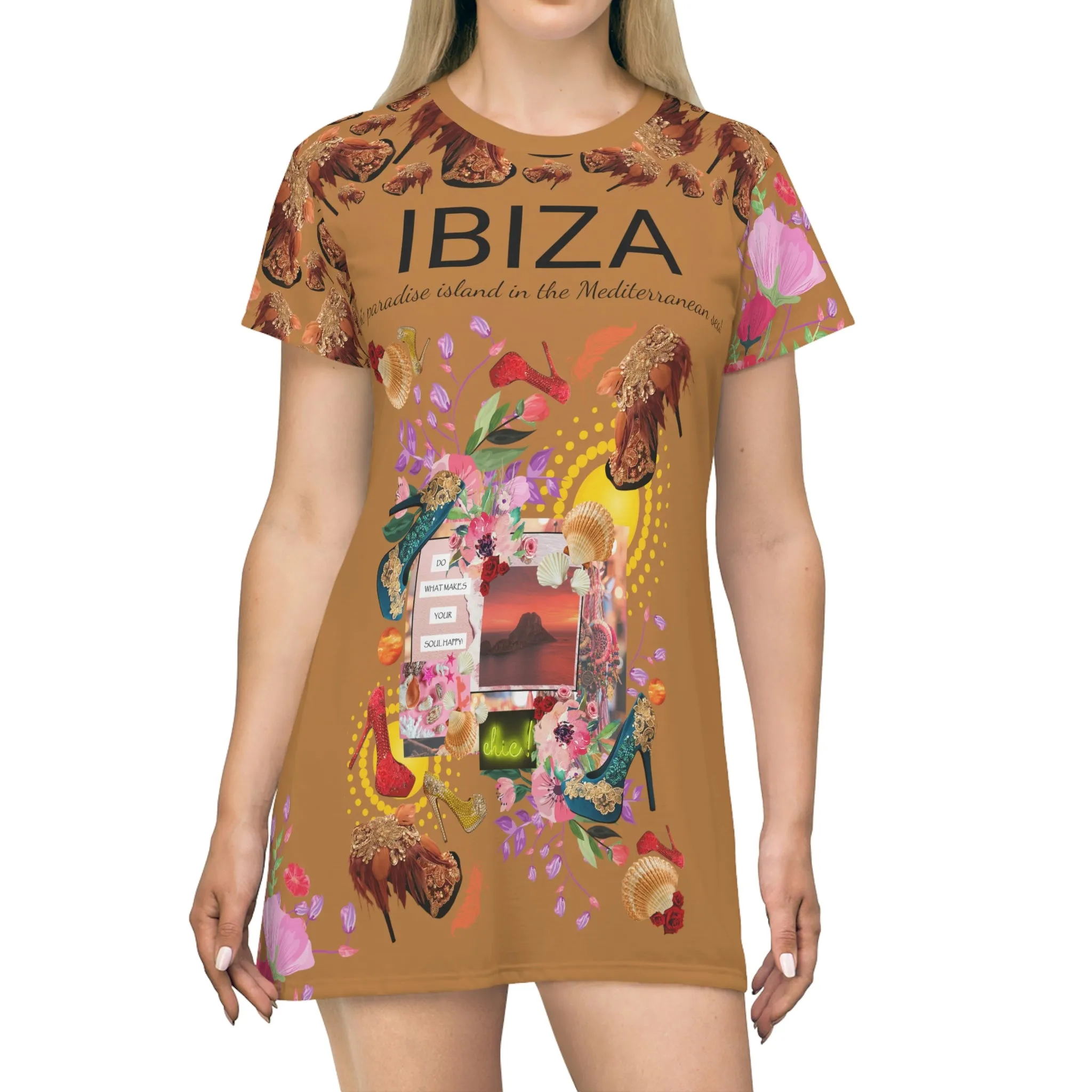 T-Shirt Dress Reos 'Feathers boots'