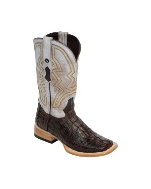 TANNER MARK MEN'S EXOTIC LEATHER Caiman Tail Brown Cowboy Boots EE