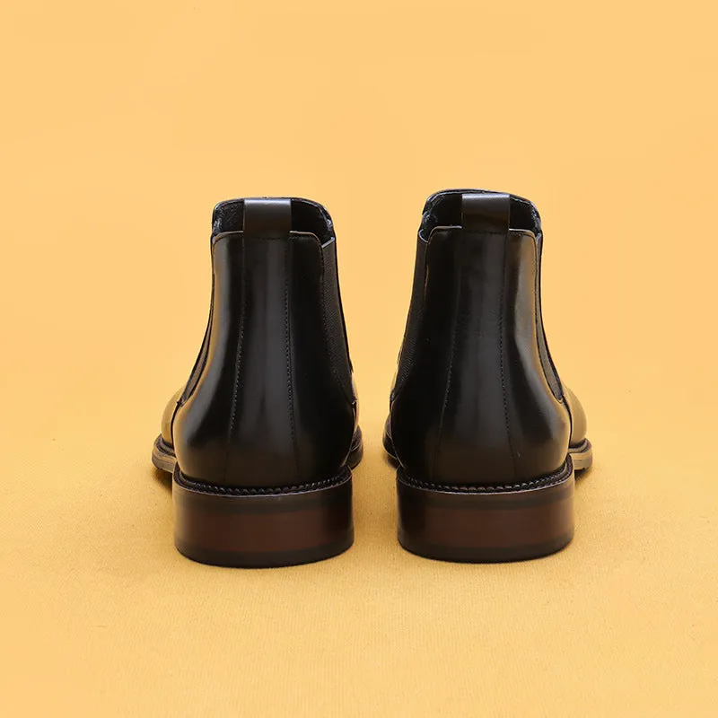 Top Layer Cowhide Men's Leather Shoes Winter Black Martin Boots Men's Leather Business Casual Boots Pointed British Style High-Top Men's Boots21319