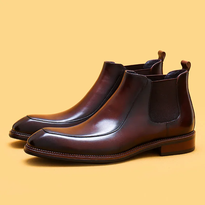 Top Layer Cowhide Men's Leather Shoes Winter Black Martin Boots Men's Leather Business Casual Boots Pointed British Style High-Top Men's Boots21319