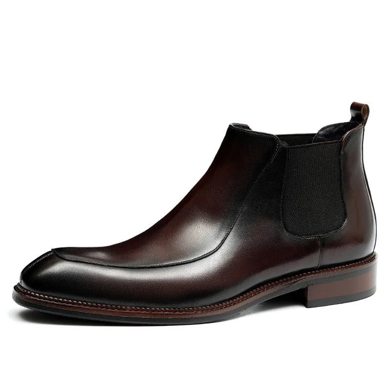 Top Layer Cowhide Men's Leather Shoes Winter Black Martin Boots Men's Leather Business Casual Boots Pointed British Style High-Top Men's Boots21319