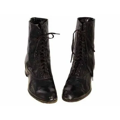Victorian Lady Black Leather Hi Top Lace Up Boots Modern 6.5N