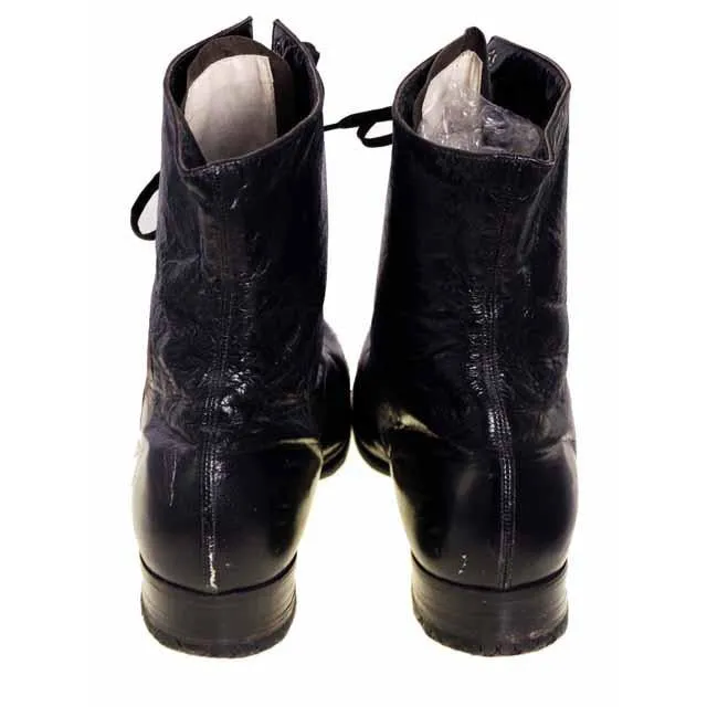 Victorian Lady Black Leather Hi Top Lace Up Boots Modern 6.5N