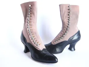Victorian Two Toned Button Womens Reed Boots - Size 6 / 6.5