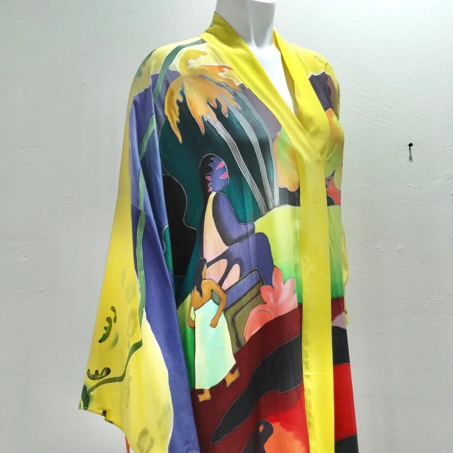 Vintage Hand Painted Silk Caftan Dress