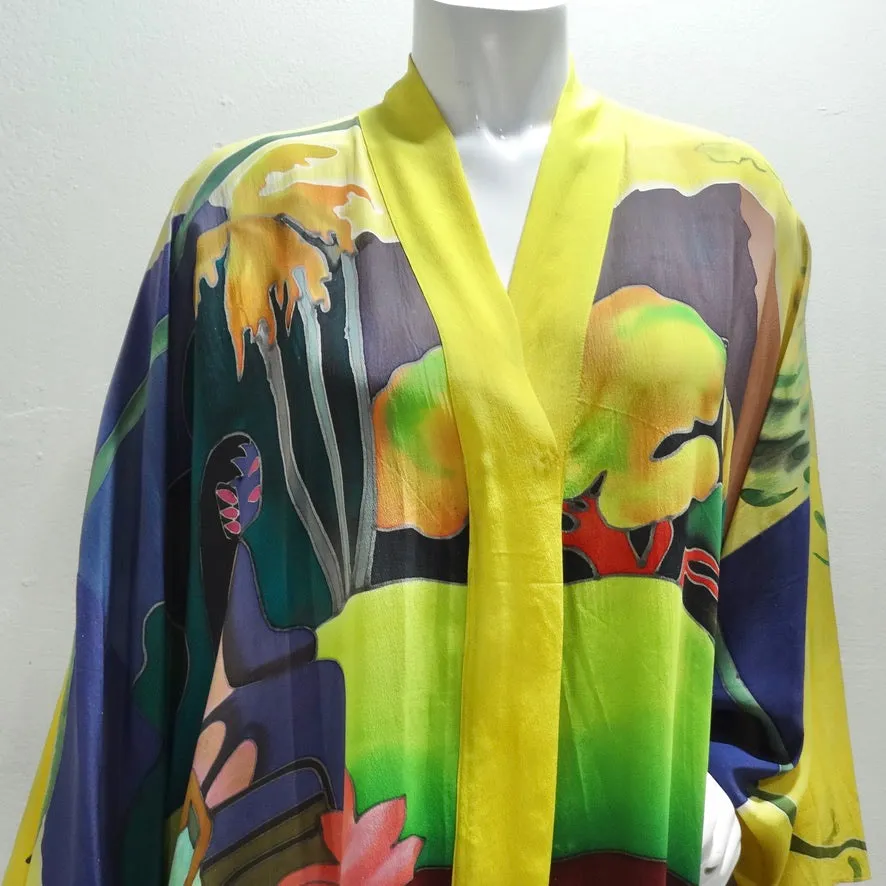 Vintage Hand Painted Silk Caftan Dress