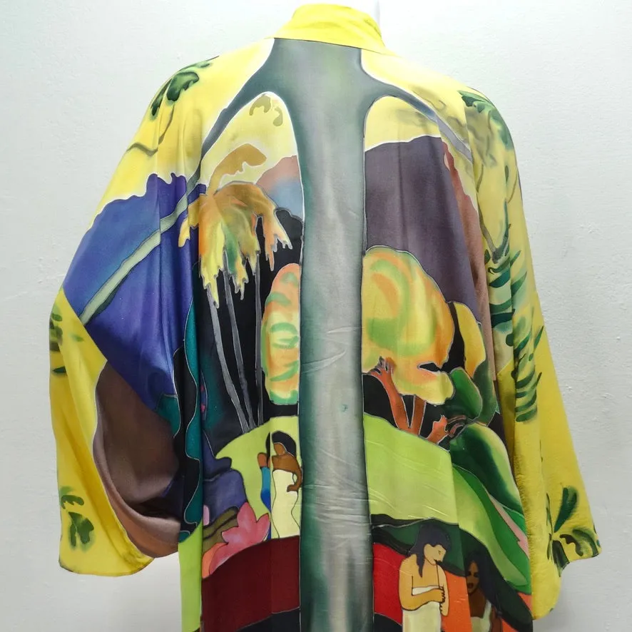 Vintage Hand Painted Silk Caftan Dress