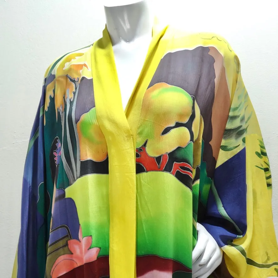 Vintage Hand Painted Silk Caftan Dress