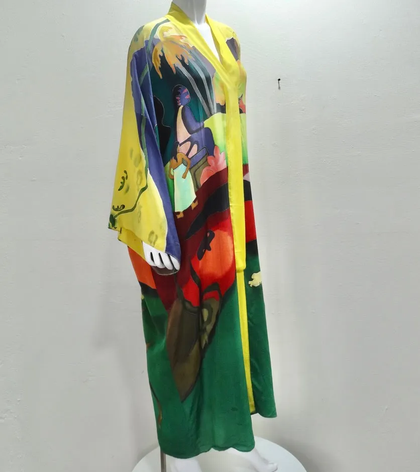 Vintage Hand Painted Silk Caftan Dress