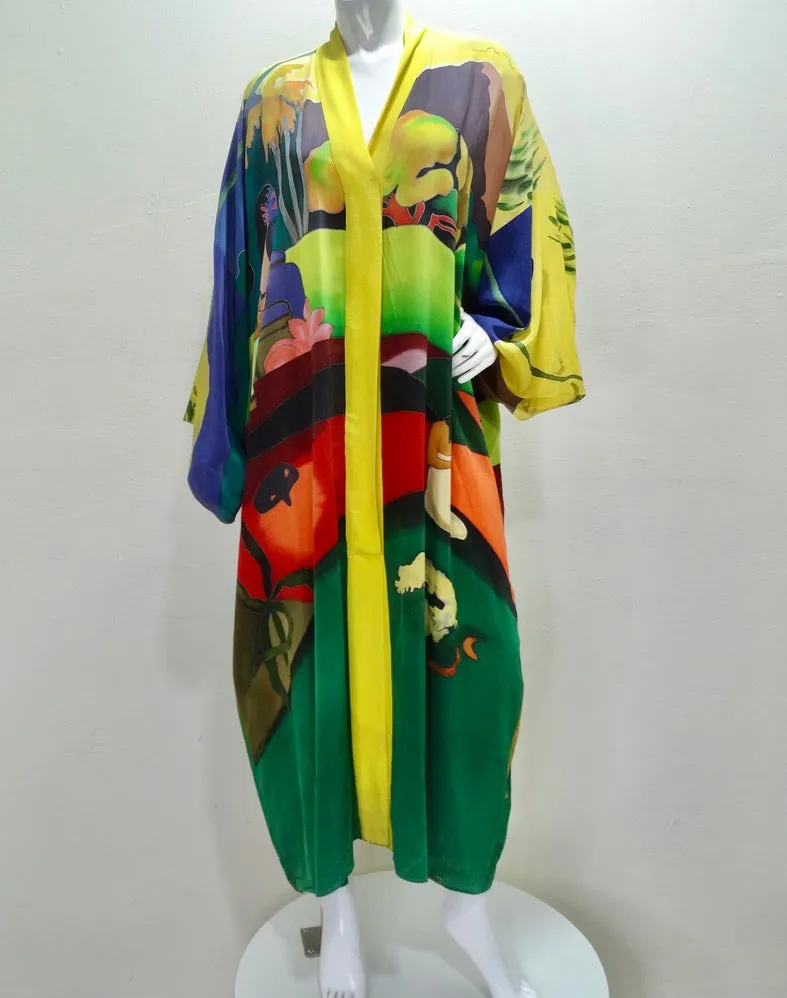Vintage Hand Painted Silk Caftan Dress