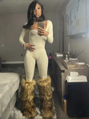 Womens  Fuzzy Faux Fur Boots