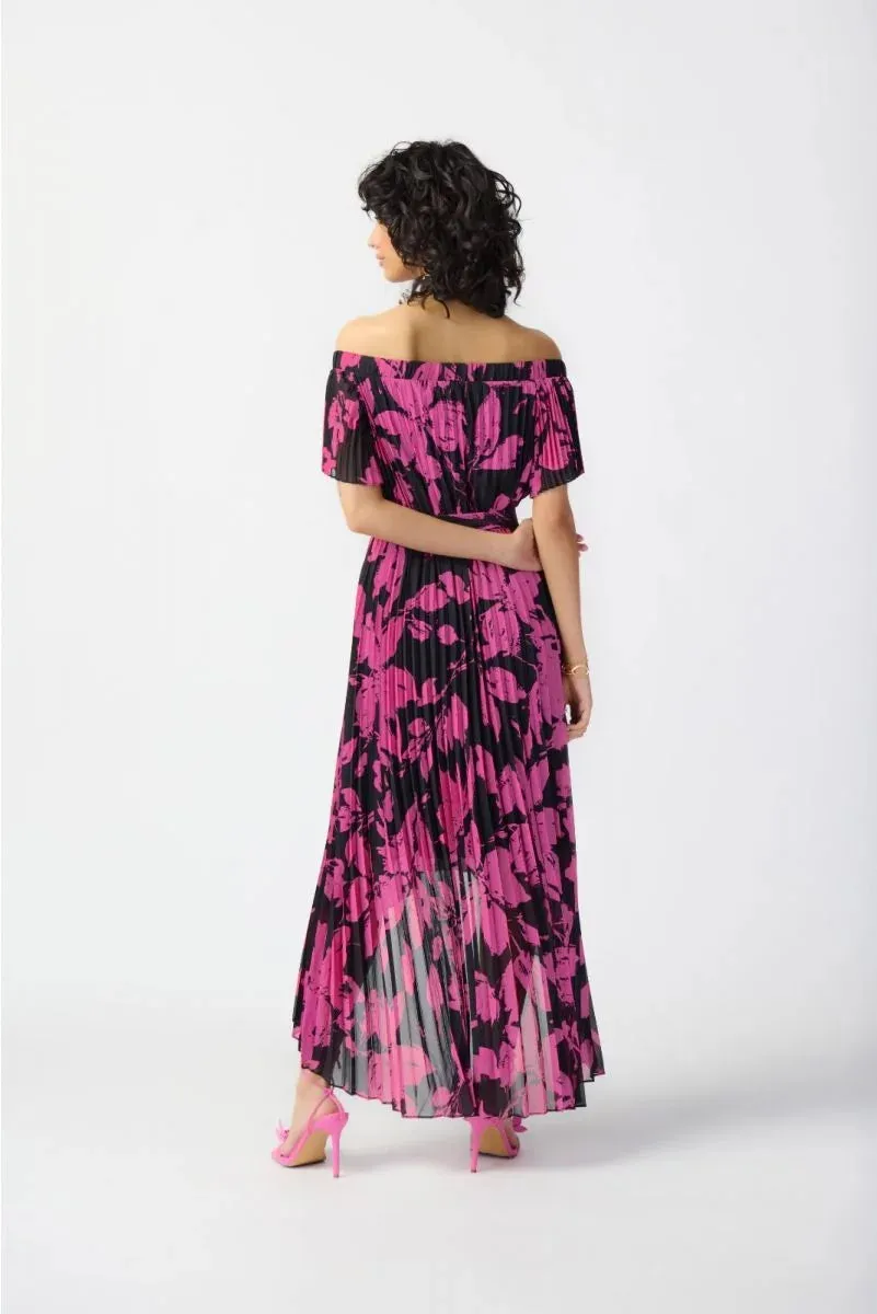Women's Joseph Ribkoff | Off Shoulder Pleated Midi Dress | Pink